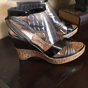Ted Baker Black and Silver Wedges, Sz:6